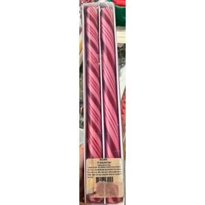 J&S Candy Cane 12" Taper Candles - New in Package - Shades of Red